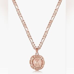 Elegant Rose Gold Monogram K Pendant with Necklace